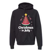 Christmas In July Watermelon Tree Funny Flamingo Xmas Beach Premium Hoodie