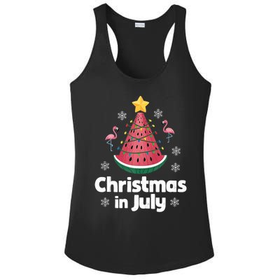 Christmas In July Watermelon Tree Funny Flamingo Xmas Beach Ladies PosiCharge Competitor Racerback Tank