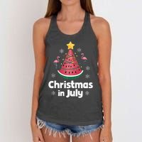 Christmas In July Watermelon Tree Funny Flamingo Xmas Beach Women's Knotted Racerback Tank