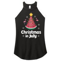 Christmas In July Watermelon Tree Funny Flamingo Xmas Beach Women's Perfect Tri Rocker Tank