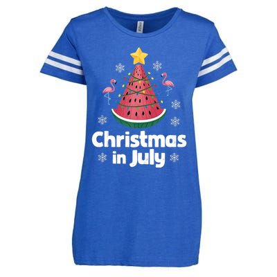 Christmas In July Watermelon Tree Funny Flamingo Xmas Beach Enza Ladies Jersey Football T-Shirt