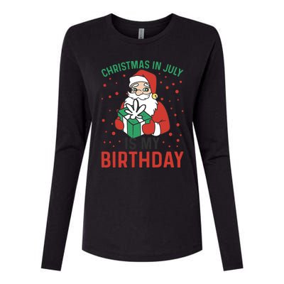 Christmas In July Is My Birthday Santa Summer Holiday Womens Cotton Relaxed Long Sleeve T-Shirt