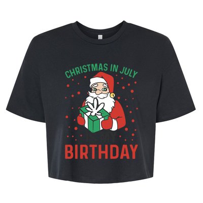 Christmas In July Is My Birthday Santa Summer Holiday Bella+Canvas Jersey Crop Tee