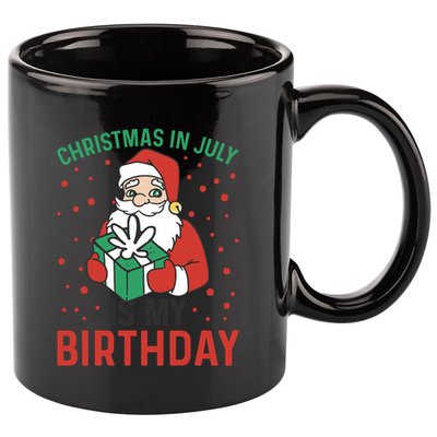 Christmas In July Is My Birthday Santa Summer Holiday 11oz C Handle Ceramic Mug