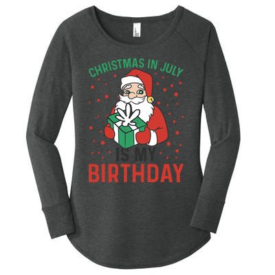 Christmas In July Is My Birthday Santa Summer Holiday Women's Perfect Tri Tunic Long Sleeve Shirt