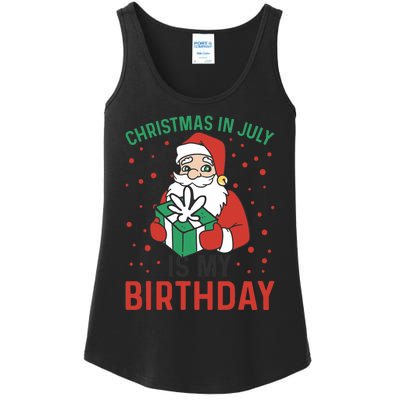 Christmas In July Is My Birthday Santa Summer Holiday Ladies Essential Tank