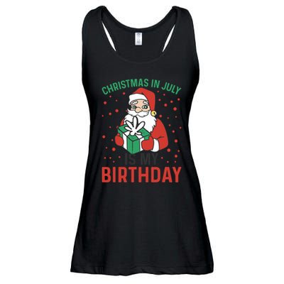 Christmas In July Is My Birthday Santa Summer Holiday Ladies Essential Flowy Tank