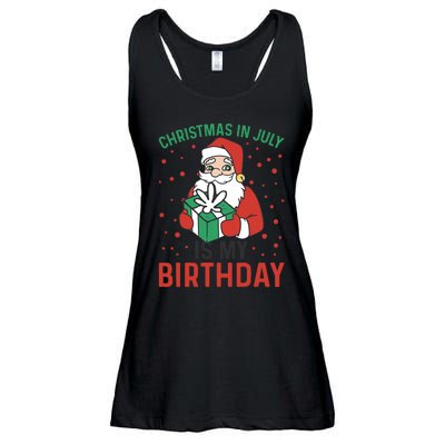 Christmas In July Is My Birthday Santa Summer Holiday Ladies Essential Flowy Tank