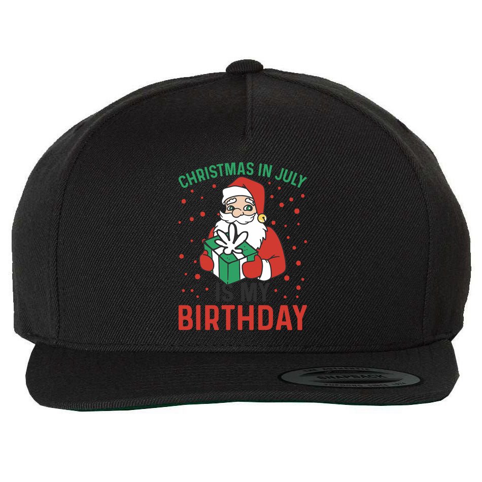 Christmas In July Is My Birthday Santa Summer Holiday Wool Snapback Cap