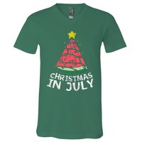 Christmas In July Watermelon Xmas Tree Summer V-Neck T-Shirt