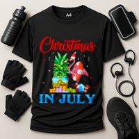 Christmas In July Pineapple Xmas Tree Flamingo Santa Summer Cooling Performance Crew T-Shirt