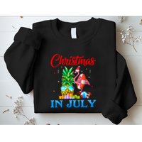Christmas In July Pineapple Xmas Tree Flamingo Santa Summer Sweatshirt