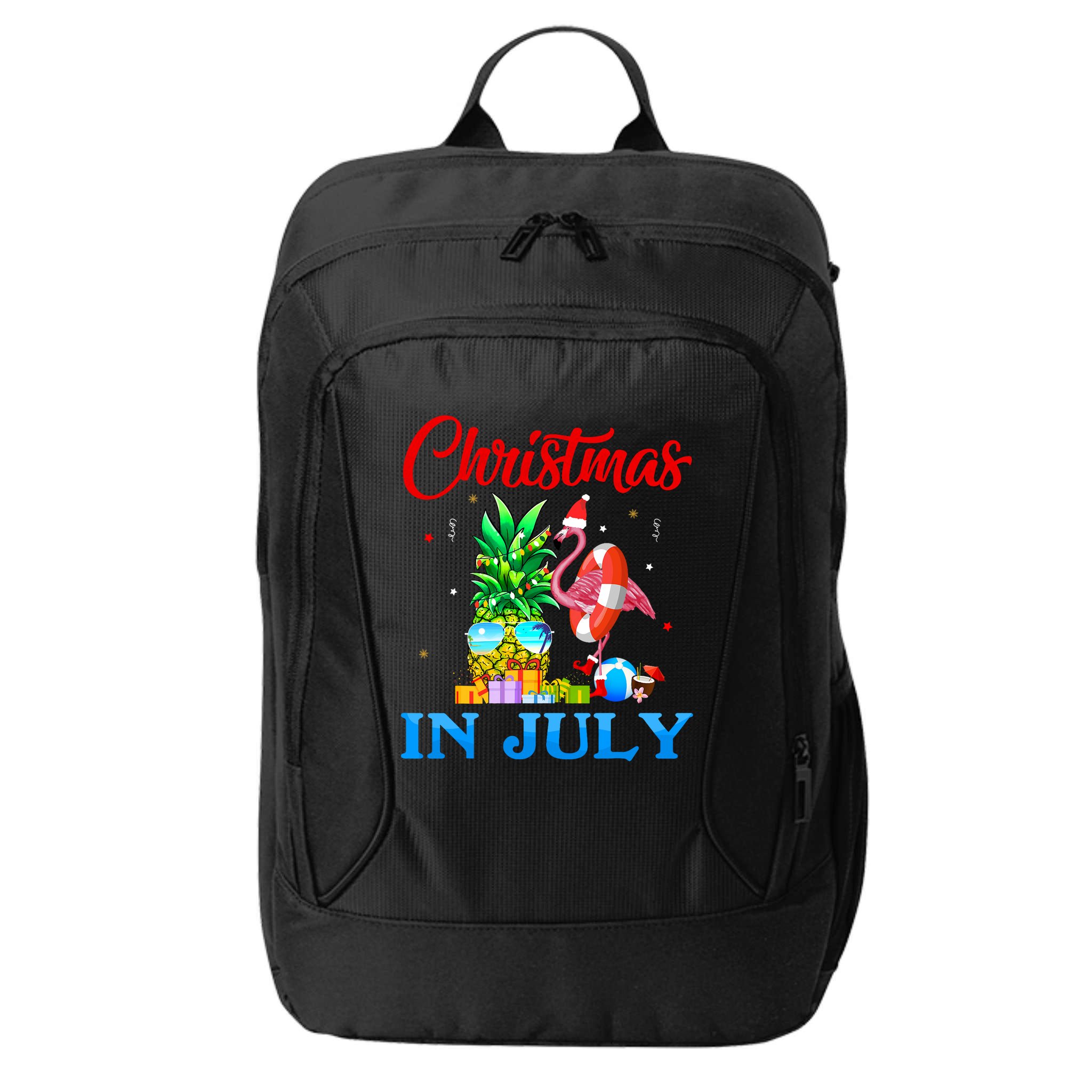Christmas In July Pineapple Xmas Tree Flamingo Santa Summer City Backpack