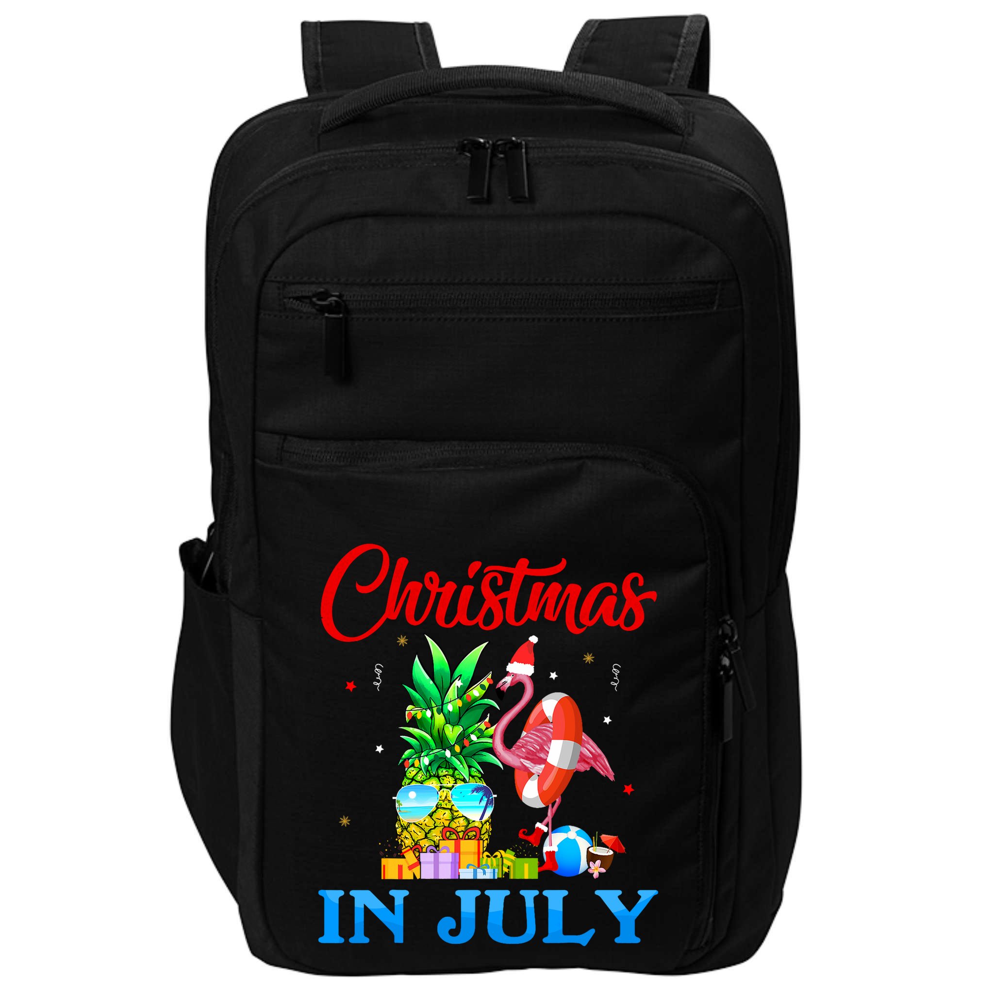 Christmas In July Pineapple Xmas Tree Flamingo Santa Summer Impact Tech Backpack