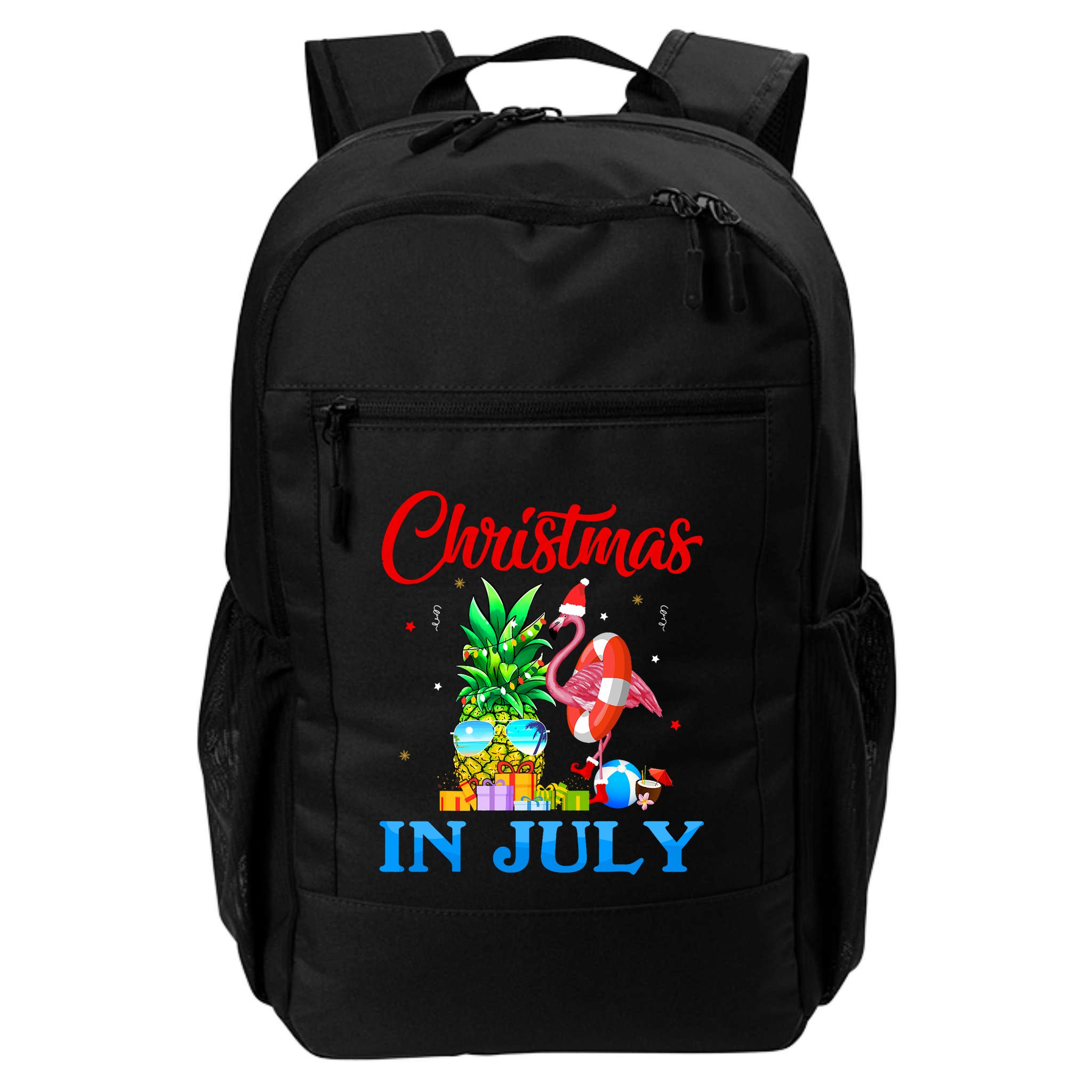 Christmas In July Pineapple Xmas Tree Flamingo Santa Summer Backpack