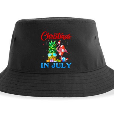 Christmas In July Pineapple Xmas Tree Flamingo Santa Summer Sustainable Bucket Hat