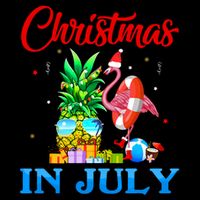 Christmas In July Pineapple Xmas Tree Flamingo Santa Summer Button