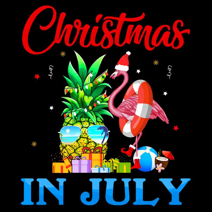 Christmas In July Pineapple Xmas Tree Flamingo Santa Summer Button