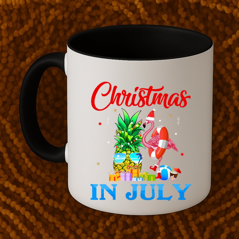 Christmas In July Pineapple Xmas Tree Flamingo Santa Summer Mug