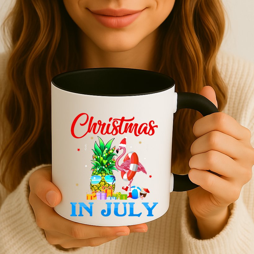 Christmas In July Pineapple Xmas Tree Flamingo Santa Summer Mug