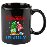 Christmas In July Pineapple Xmas Tree Flamingo Santa Summer 11oz C Handle Ceramic Mug