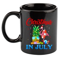 Christmas In July Pineapple Xmas Tree Flamingo Santa Summer 11oz C Handle Ceramic Mug