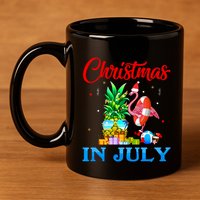 Christmas In July Pineapple Xmas Tree Flamingo Santa Summer 11oz C Handle Ceramic Mug