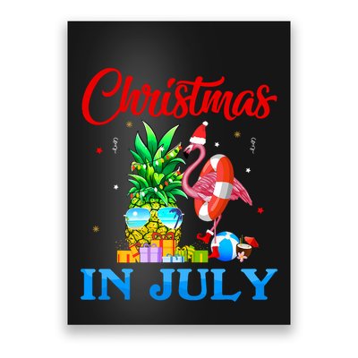 Christmas In July Pineapple Xmas Tree Flamingo Santa Summer Poster