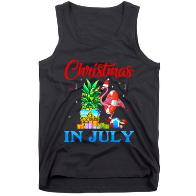 Christmas In July Pineapple Xmas Tree Flamingo Santa Summer Tank Top