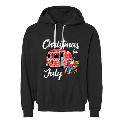 Christmas In July Santa Camping Funny Xmas Tank Top Garment-Dyed Fleece Hoodie