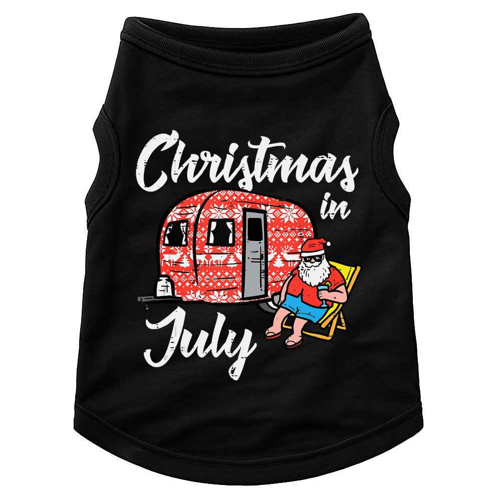 Christmas In July Santa Camping Funny Xmas Tank Top Doggie Tank