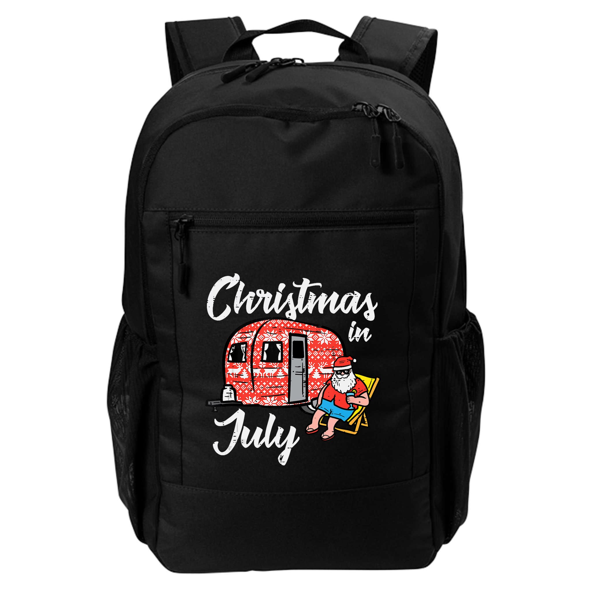 Christmas In July Santa Camping Funny Xmas Tank Top Backpack