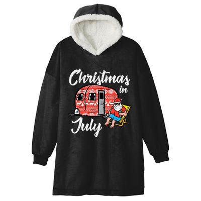Christmas In July Santa Camping Funny Xmas Tank Top Hooded Wearable Blanket