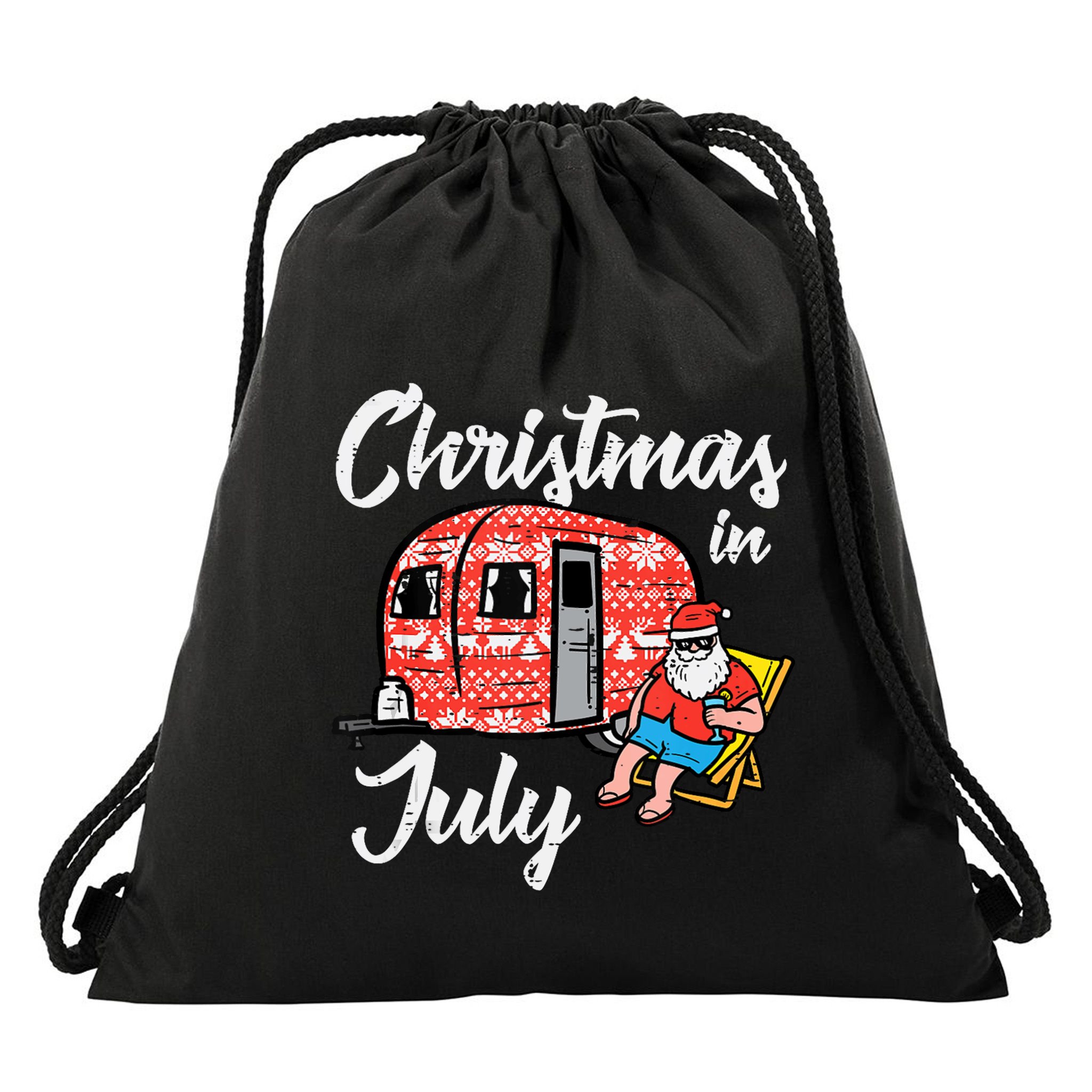 Christmas In July Santa Camping Funny Xmas Tank Top Drawstring Bag