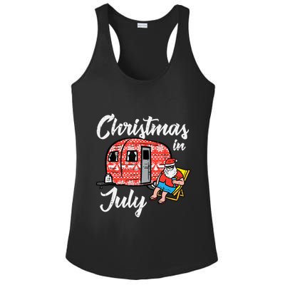 Christmas In July Santa Camping Funny Xmas Tank Top Ladies PosiCharge Competitor Racerback Tank