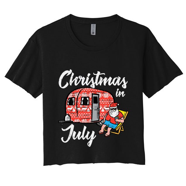 Christmas In July Santa Camping Funny Xmas Tank Top Crop Top