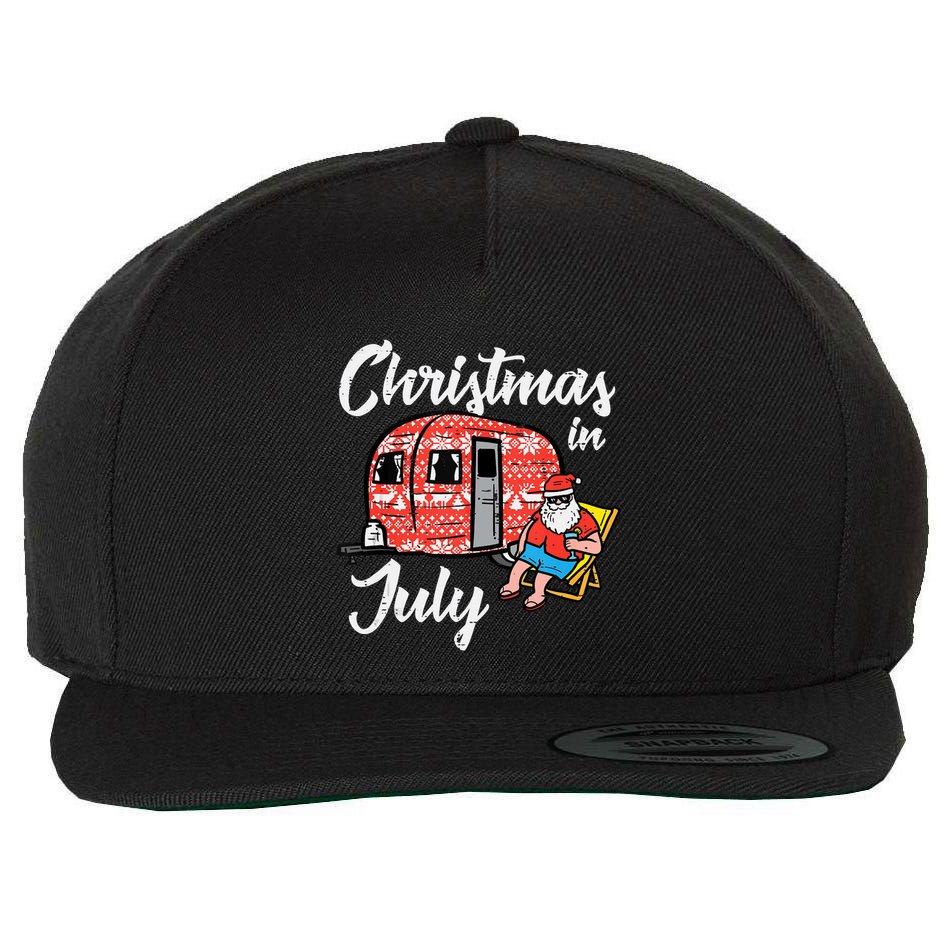 Christmas In July Santa Camping Funny Xmas Tank Top Wool Snapback Cap