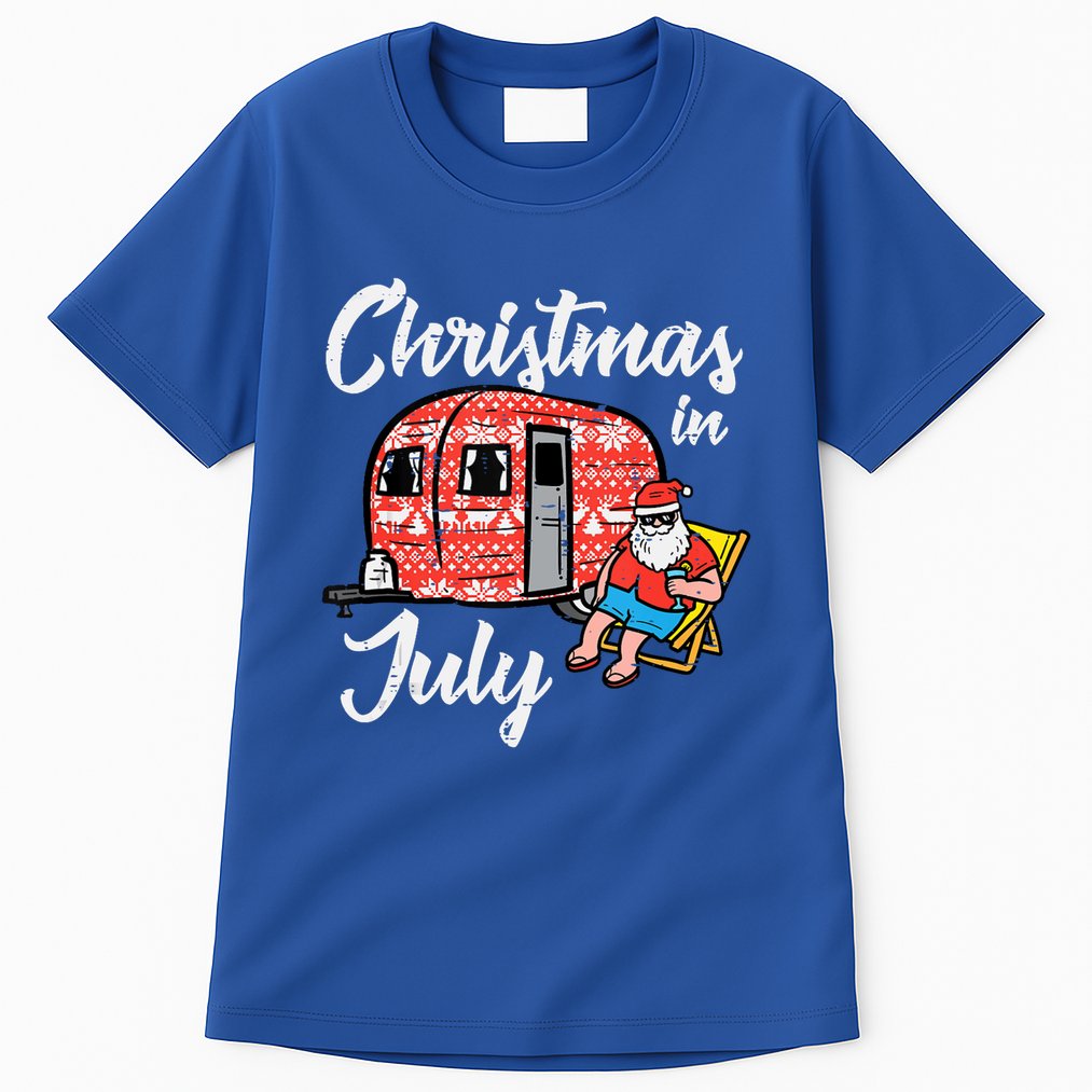 Christmas In July Santa Camping Funny Xmas Tank Top Tall T-Shirt