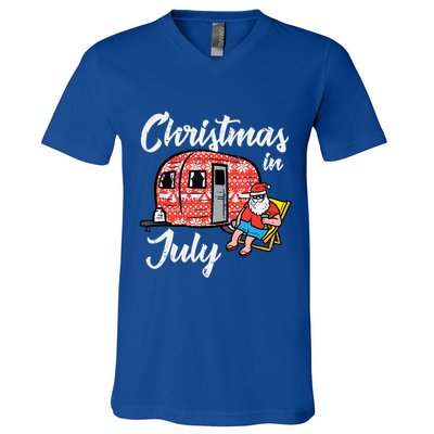 Christmas In July Santa Camping Funny Xmas Tank Top V-Neck T-Shirt