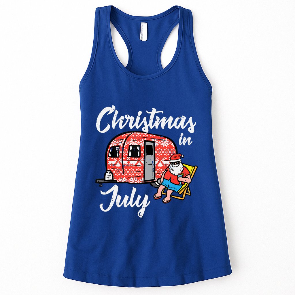 Christmas In July Santa Camping Funny Xmas Tank Top Womens Tank Top