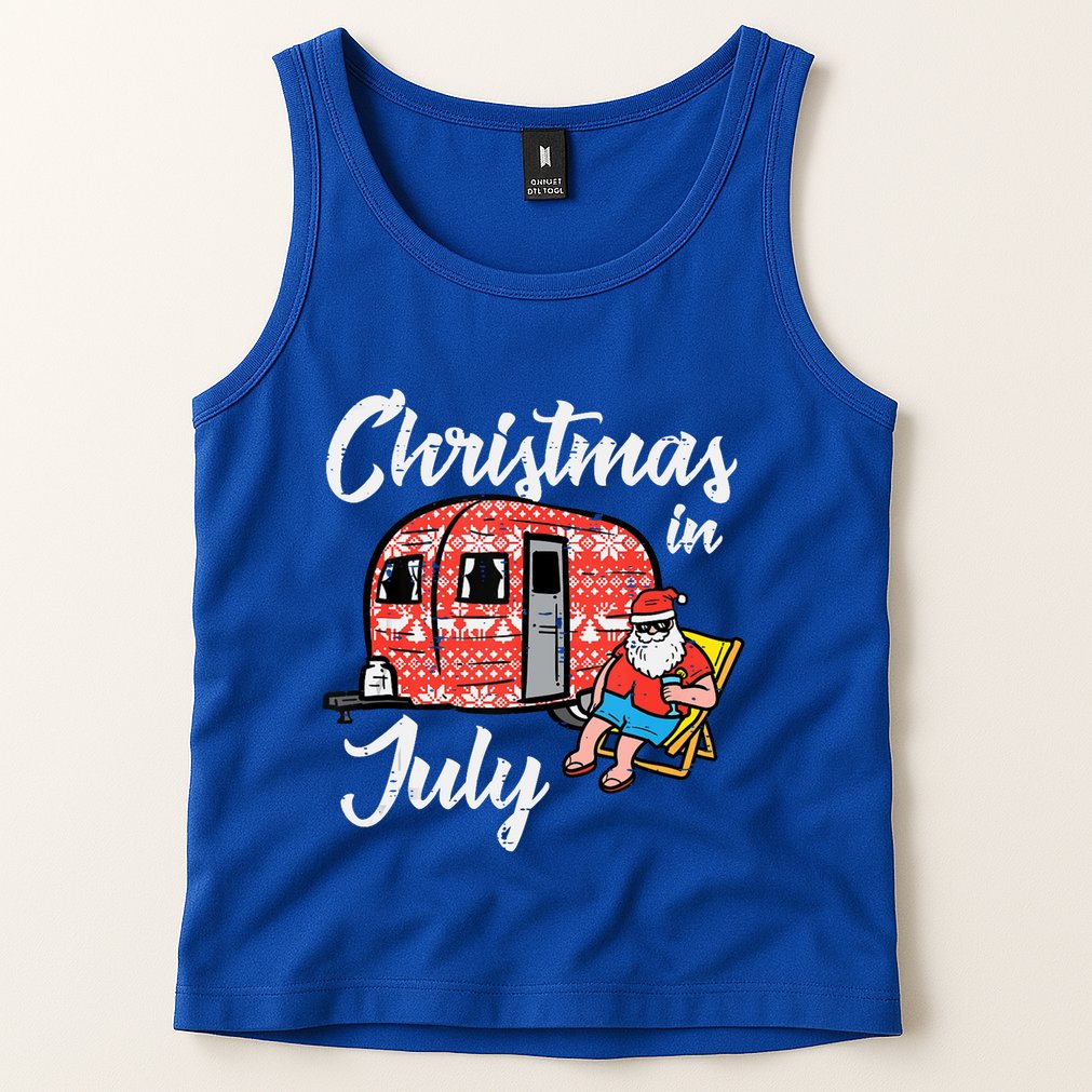 Christmas In July Santa Camping Funny Xmas Tank Top Tank Top