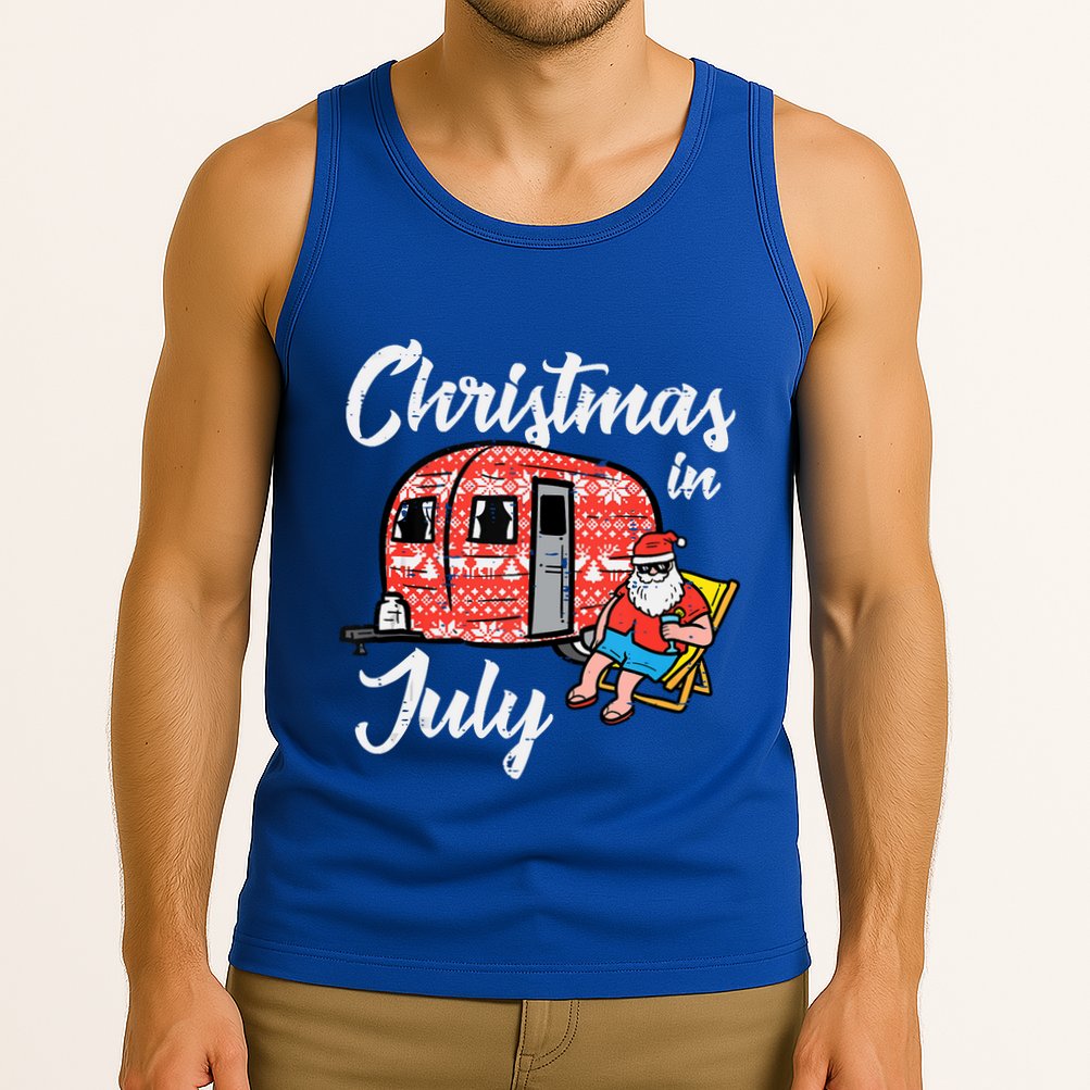 Christmas In July Santa Camping Funny Xmas Tank Top Tank Top