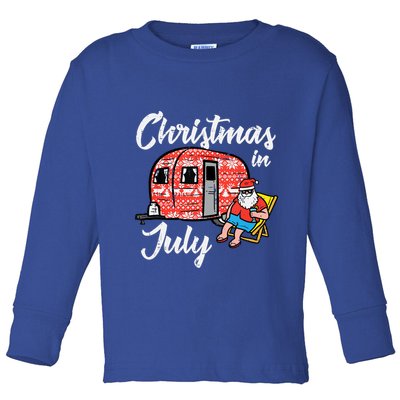 Christmas In July Santa Camping Funny Xmas Tank Top Toddler Long Sleeve Shirt