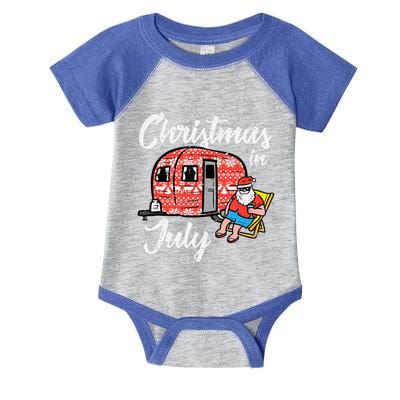 Christmas In July Santa Camping Funny Xmas Tank Top Infant Baby Jersey Bodysuit