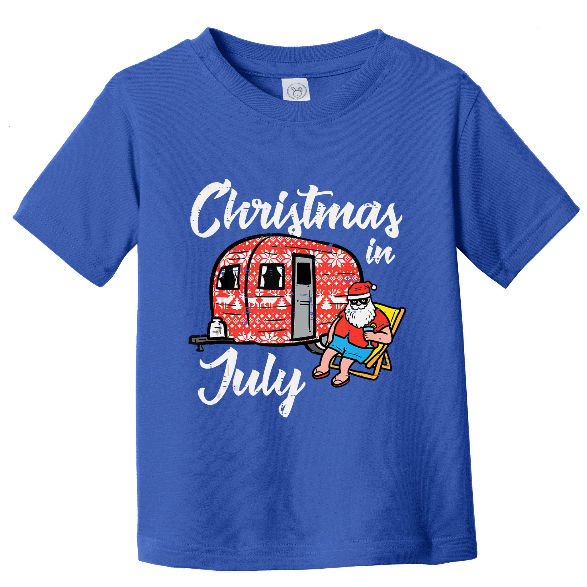 Christmas In July Santa Camping Funny Xmas Tank Top Toddler T-Shirt