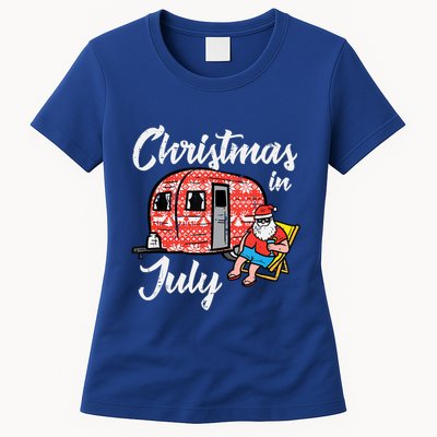 Christmas In July Santa Camping Funny Xmas Tank Top Womens T-Shirt