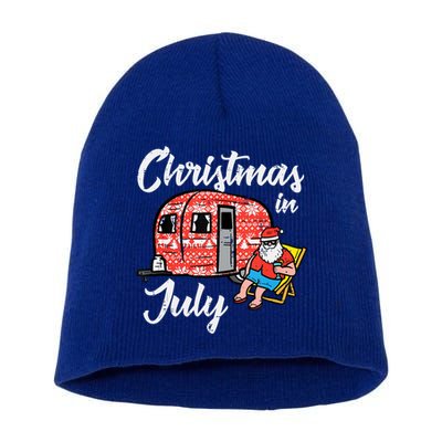 Christmas In July Santa Camping Funny Xmas Tank Top Short Acrylic Beanie