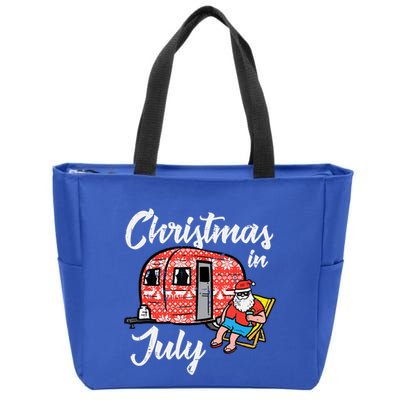 Christmas In July Santa Camping Funny Xmas Tank Top Zip Tote Bag