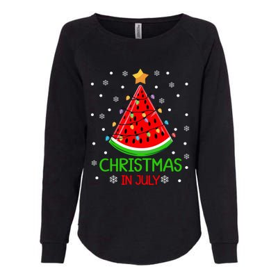 Christmas In July Watermelon Xmas Tree Summer Womens California Wash Sweatshirt