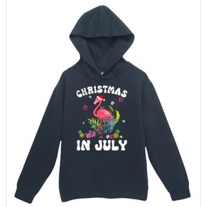 Christmas In July For Women Pink Flamingo Pink Women Urban Pullover Hoodie